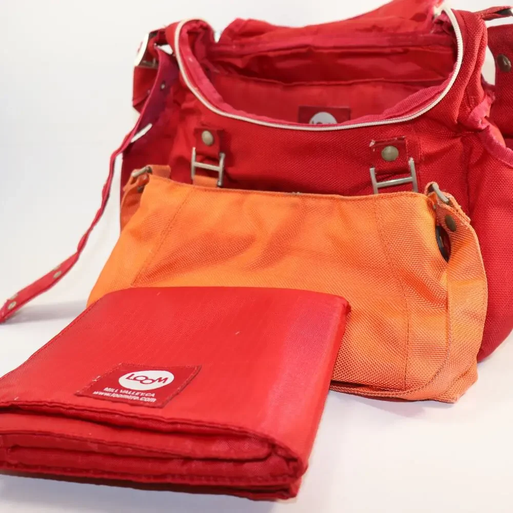 Loom Diaper‎ Bag – Red with Detachable Orange Pouch and Changing Pad